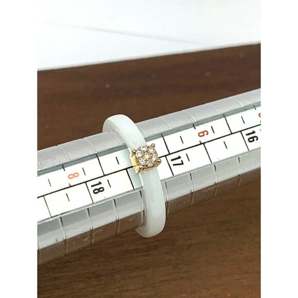 Engagement Promise Ring 0.05ctw Diamond Sterling Silver White Ceramic Size 7 - Picture 8 of 13